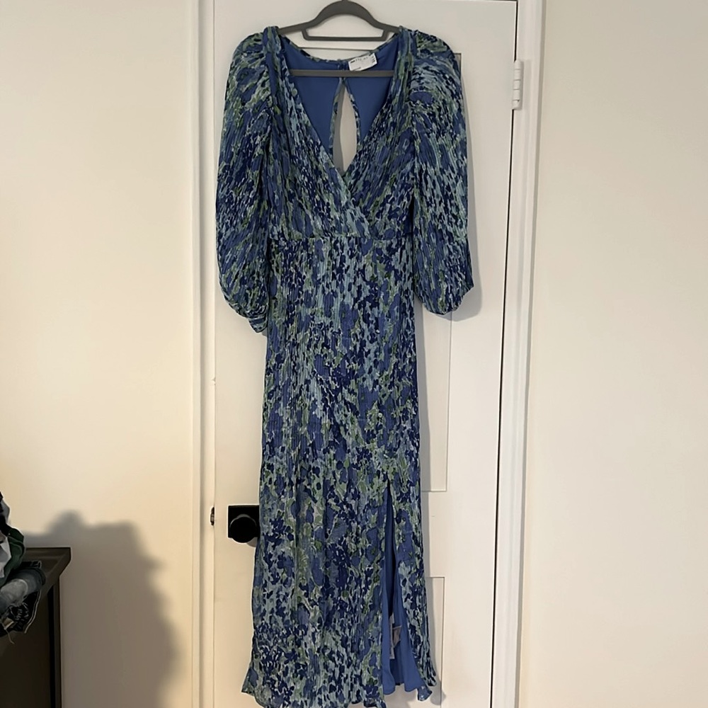 ASOS blue and green print dress